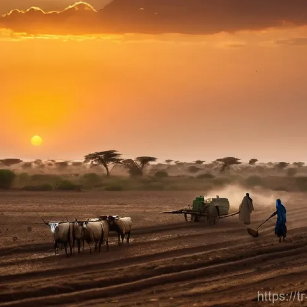 소말리아의 주요 농기구 - **Prompt 1: The Enduring Spirit of Traditional Somali Farming**
"A wide-angle, cinematic shot of...