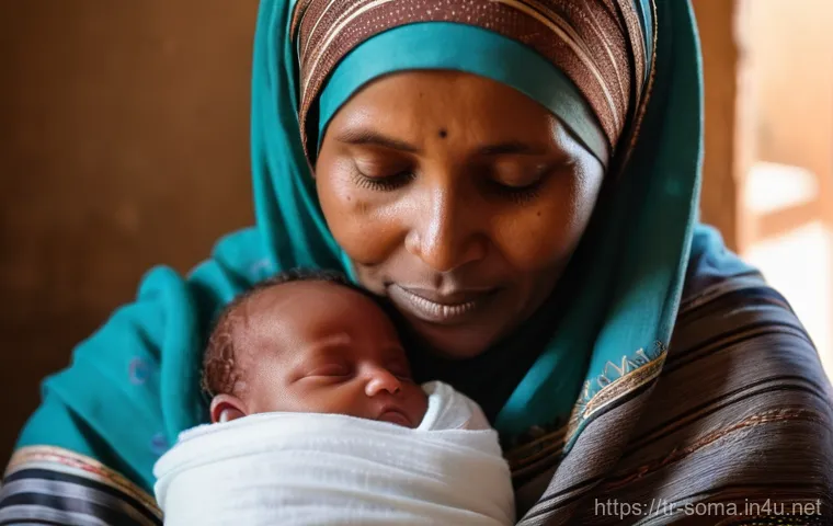 소말리아의 전통 의술 - A serene and deeply spiritual Somali female healer, dressed in a modest, flowing traditional dress a... 소말리아의 전통 의술 - A serene and deeply spiritual Somali female healer, dressed in a modest, flowing traditional dress a...