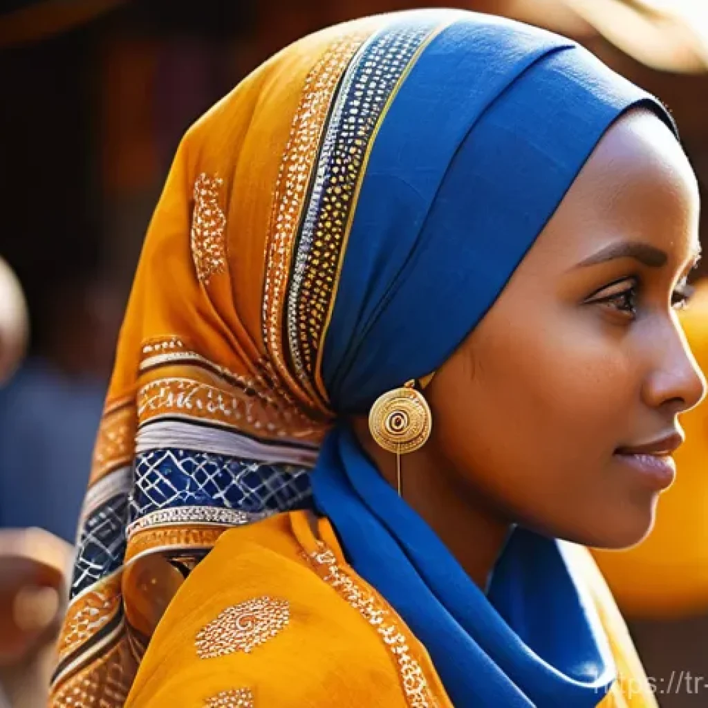 소말리아 여성의 전통 복장 - **Prompt 1: Daily Grace in Dirac**
"A young Somali woman, in her early 20s, stands gracefully in...